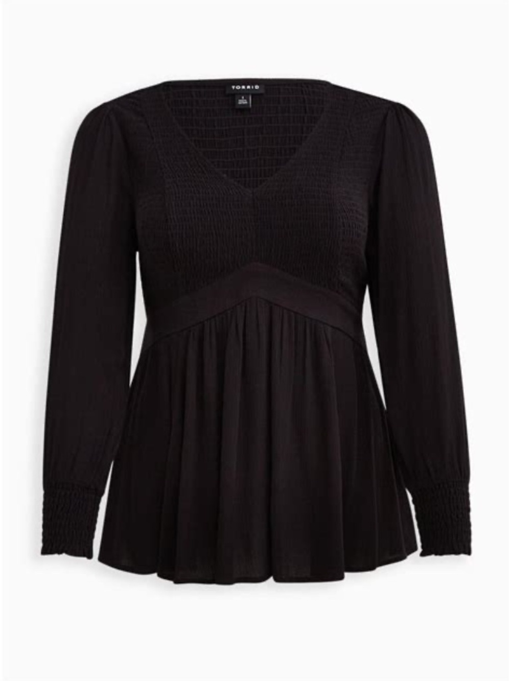 NWT Torrid Black Crinkle Gauze Smocked Babydoll Top 4X 26 - Picture 6 of 12
